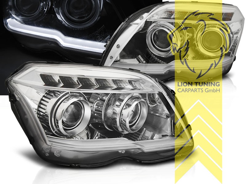mit LED Blinker, Halogen, chrom, Abblendlicht H7 / Fernlicht H7, elektrisch verstellbar - Stellmotor integriert, Eintragungsfrei / mit E-Prüfzeichen