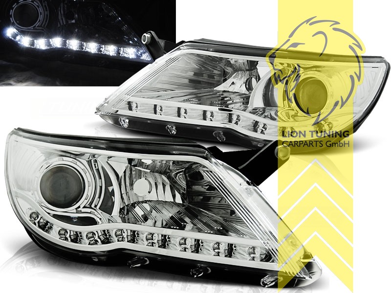 Halogen, chrom, Abblendlicht und Fernlicht in einer Linse H7, elektrisch verstellbar - Stellmotor integriert, Eintragungsfrei / mit E-Prüfzeichen