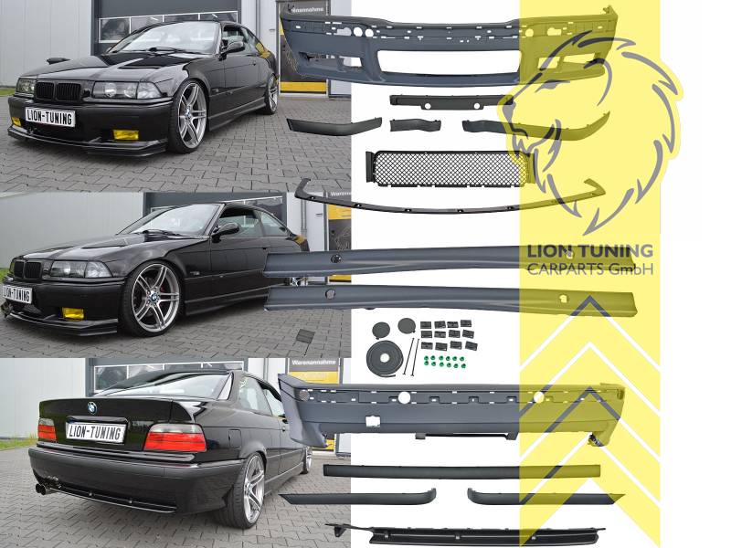 Liontuning - Tuningartikel für Ihr Auto  Lion Tuning Carparts GmbH  Stoßstangen Set Body Kit BMW E36 Limousine Touring Coupe Cabrio M-Paket  Optik