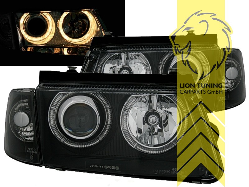 Halogen, schwarz, gelb Halogen, Abblendlicht H7 / Fernlicht H7, Blinkerbirnen BAU15S, elektrisch verstellbar - Stellmotor wird vom Original übernommen, Eintragungsfrei / mit E-Prüfzeichen