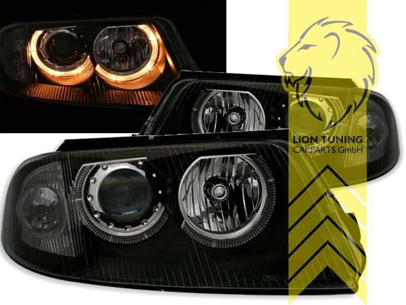 Halogen, schwarz, gelb Halogen, Abblendlicht H7 / Fernlicht H7, Blinkerbirnen BAU15S, elektrisch verstellbar - Stellmotor wird vom Original übernommen, Eintragungsfrei / mit E-Prüfzeichen