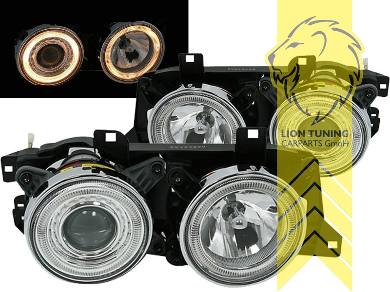 Halogen, chrom, gelb Halogen, Abblendlicht H7 / Fernlicht H7, elektrisch verstellbar - Stellmotor wird vom Original übernommen, Eintragungsfrei / mit E-Prüfzeichen