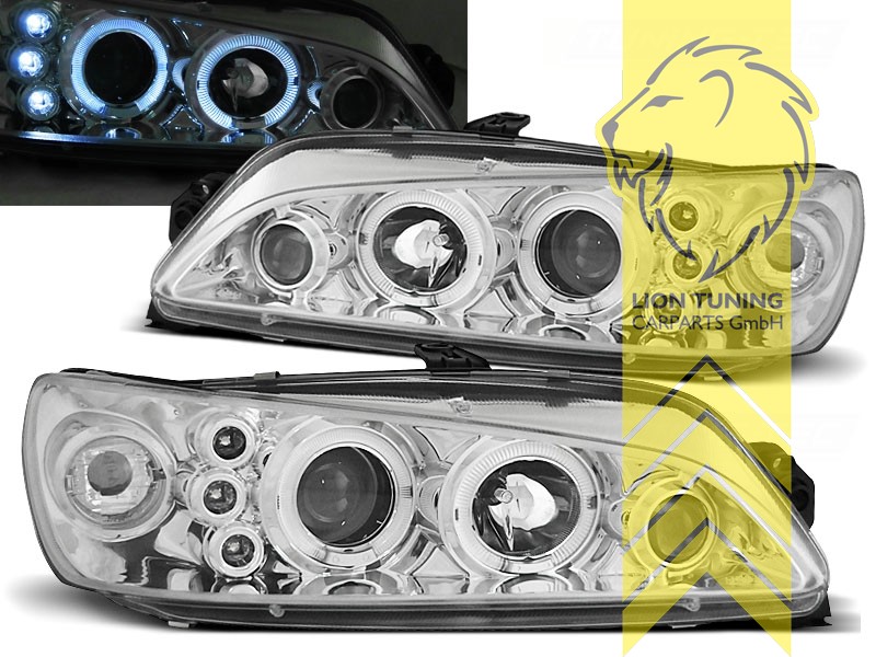 Liontuning - Tuningartikel für Ihr Auto  Lion Tuning Carparts GmbH Angel  Eyes Scheinwerfer Peugeot 306 Cabrio Break chrom