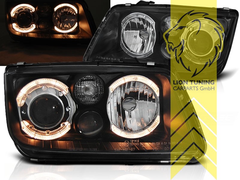 Halogen, schwarz, gelb Halogen, Abblendlicht H7 / Fernlicht H7 / Nebelscheinwerfer H3, Blinkerbirnen BAU15S, elektrisch verstellbar - Stellmotor wird vom Original übernommen, Eintragungsfrei / mit E-Prüfzeichen