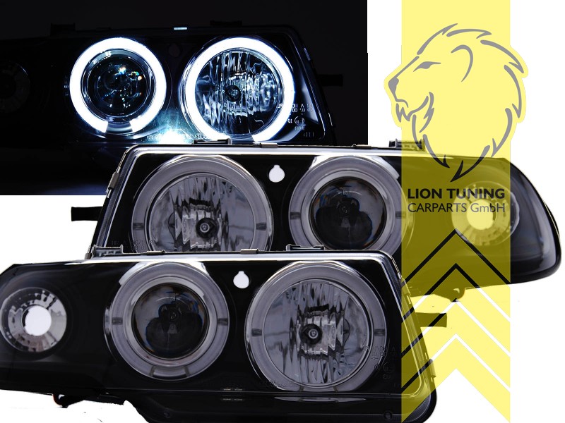 Halogen, schwarz, weiß LED, Abblendlicht H1 / Fernlicht H1, Blinkerbirnen BAU15S, manuell verstellbar, Eintragungsfrei / mit E-Prüfzeichen