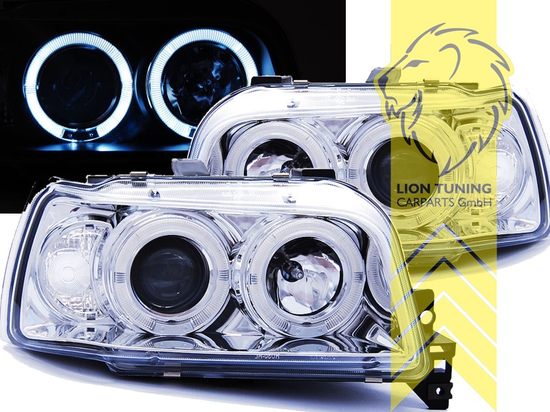 Halogen, chrom, weiß LED, Abblendlicht H1 / Fernlicht H1, Blinkerbirnen BAU15S, manuell verstellbar, Eintragungsfrei / mit E-Prüfzeichen