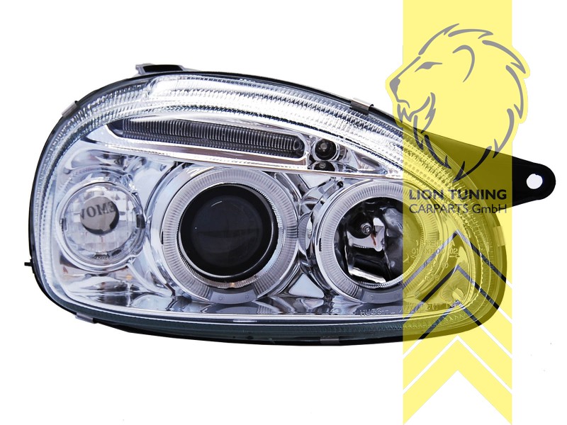 Liontuning - Tuningartikel für Ihr Auto  Lion Tuning Carparts GmbH Angel  Eyes Scheinwerfer Opel Corsa B Combo B chrom