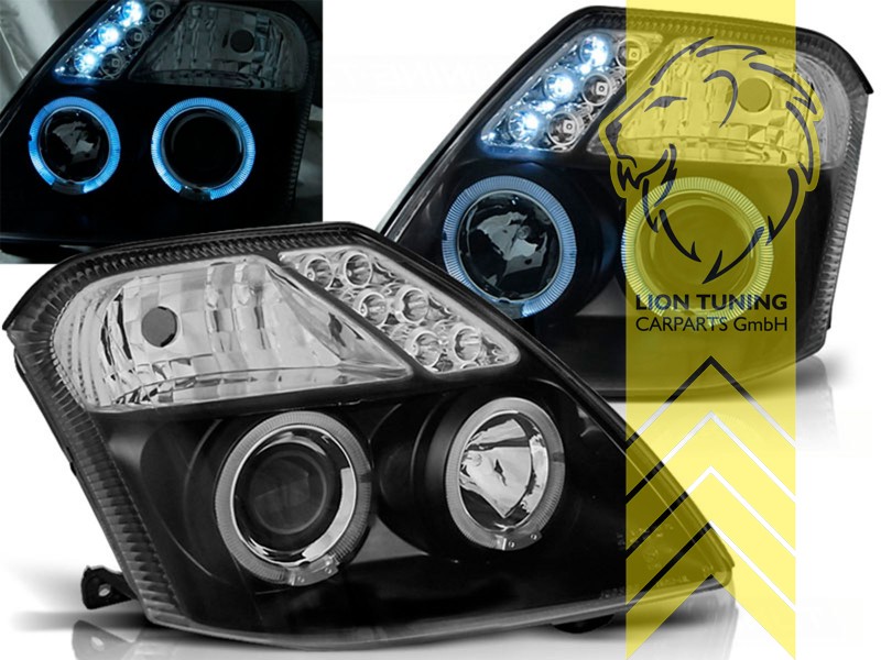 Halogen, schwarz, weiß LED, Abblendlicht H1 / Fernlicht H1, Blinkerbirnen BAU15S, manuell verstellbar, Eintragungsfrei / mit E-Prüfzeichen