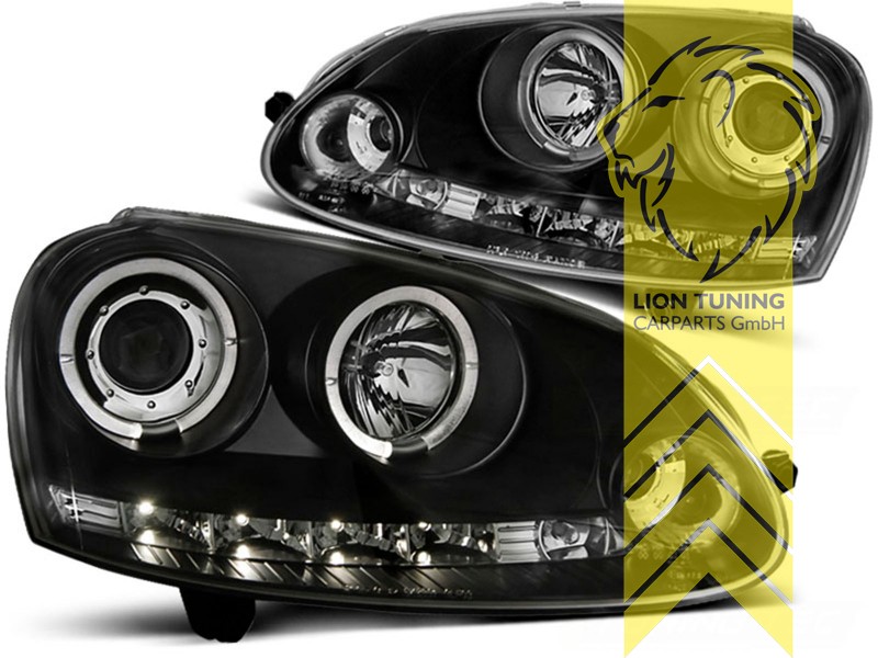 LED Angel Eyes Scheinwerfer für VW Golf V 03-09 schwarz Sonar