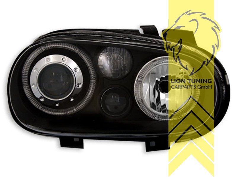 Liontuning - Tuningartikel für Ihr Auto  Lion Tuning Carparts GmbH DEPO  Angel Eyes Scheinwerfer VW Golf 4 Limousine Variant Cabrio schwarz