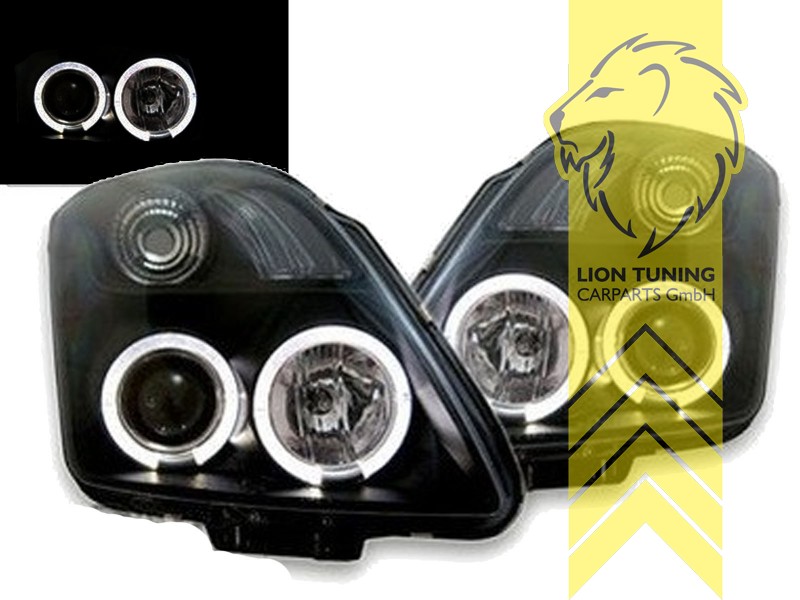 Liontuning - Tuningartikel für Ihr Auto  Lion Tuning Carparts GmbH Angel  Eyes Scheinwerfer Suzuki Swift 3 MZ EZ schwarz