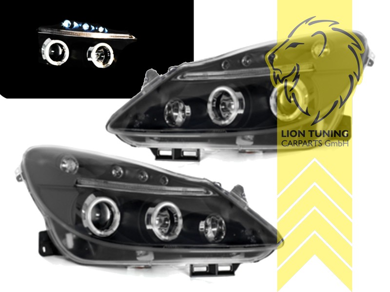 Liontuning - Tuningartikel für Ihr Auto  Lion Tuning Carparts GmbH Angel  Eyes Scheinwerfer Opel Corsa D schwarz