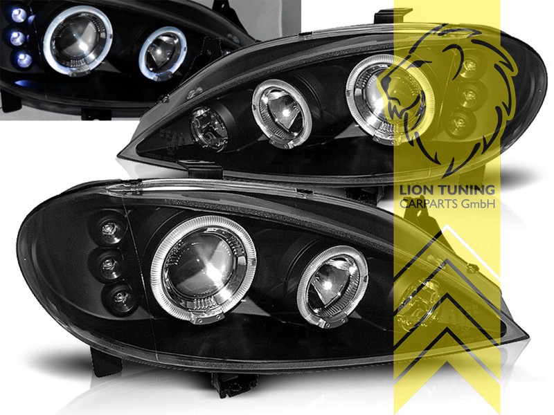 Halogen, schwarz, weiß LED, für Fahrzeuge mit Original H4 Scheinwerfern, Abblendlicht H1 / Fernlicht H1, Blinkerbirnen BAU15S, elektrisch verstellbar - Stellmotor wird vom Original übernommen, Eintragungsfrei / mit E-Prüfzeichen