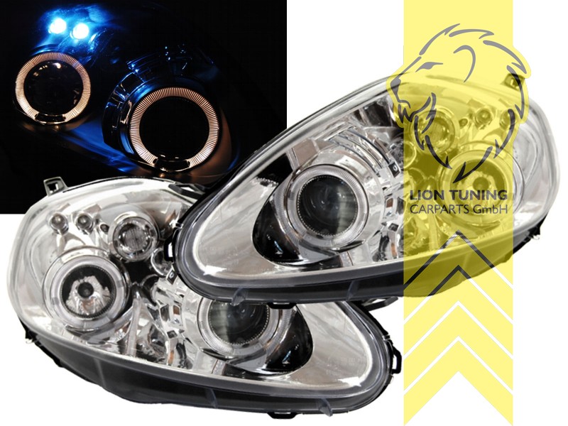 Halogen, chrom, gelb LED, Abblendlicht H1 / Fernlicht H1, Blinkerbirnen BAU15S, elektr. verstellbar - Motor muss separat bestellt werden (MHC01), Eintragungsfrei / mit E-Prüfzeichen