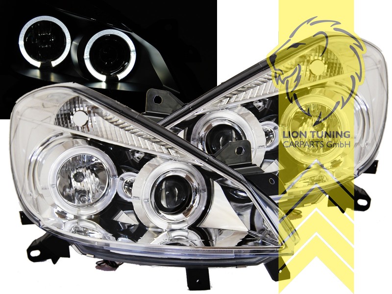 Halogen, chrom, weiß LED, Abblendlicht H1 / Fernlicht H1, Blinkerbirnen BAU15S, elektrisch verstellbar - Stellmotor wird vom Original übernommen, Eintragungsfrei / mit E-Prüfzeichen