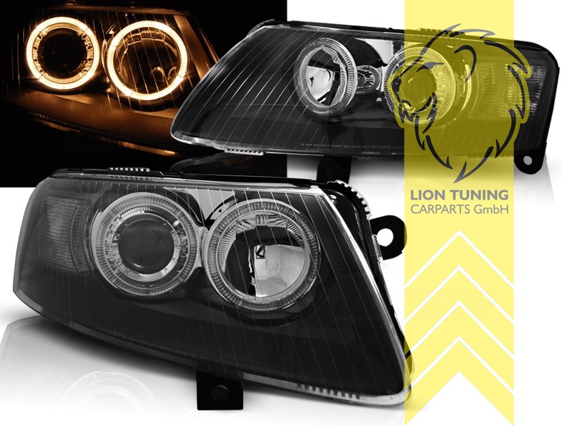 Liontuning - Tuningartikel für Ihr Auto  Lion Tuning Carparts GmbH DEPO  Angel Eyes Scheinwerfer Audi A6 C6 4F Limousine Avant schwarz