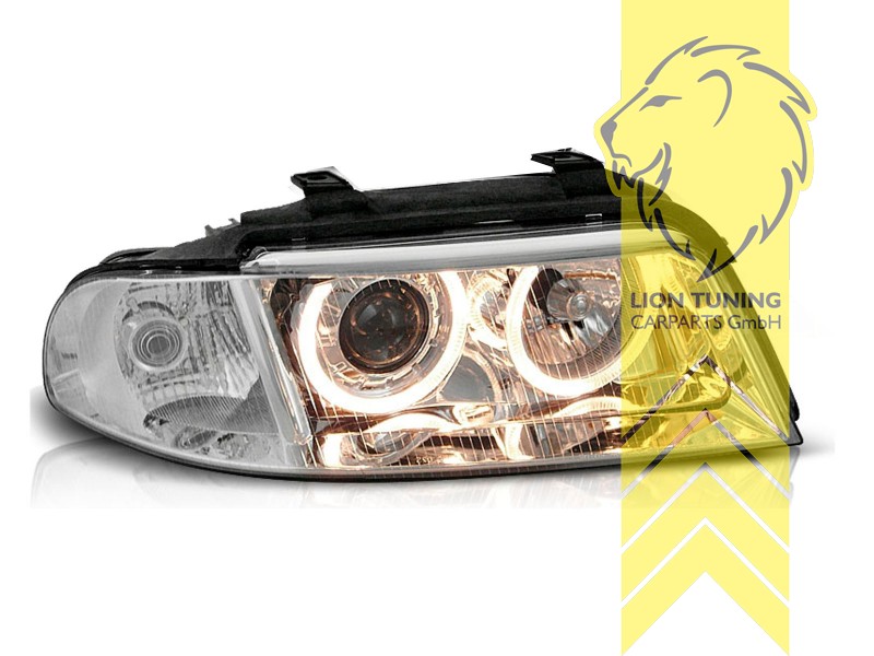 Liontuning - Tuningartikel für Ihr Auto  Lion Tuning Carparts GmbH DEPO  Angel Eyes Scheinwerfer Audi A4 B5 8D Limousine Avant chrom