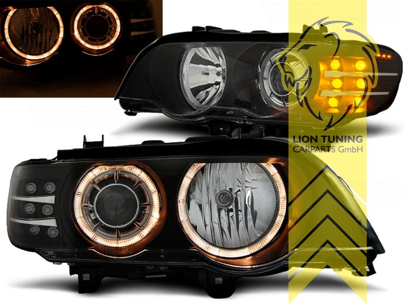 mit LED Blinker, Halogen, schwarz, gelb Halogen, Abblendlicht H7 / Fernlicht H7, elektrisch verstellbar - Stellmotor integriert, Eintragungsfrei / mit E-Prüfzeichen