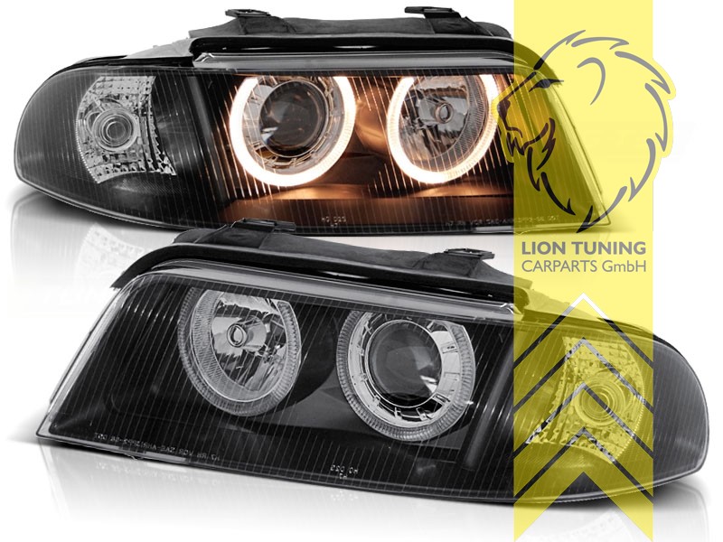 Liontuning - Tuningartikel für Ihr Auto  Lion Tuning Carparts GmbH DEPO  Angel Eyes Scheinwerfer Audi A4 B5 8D Limousine Avant schwarz