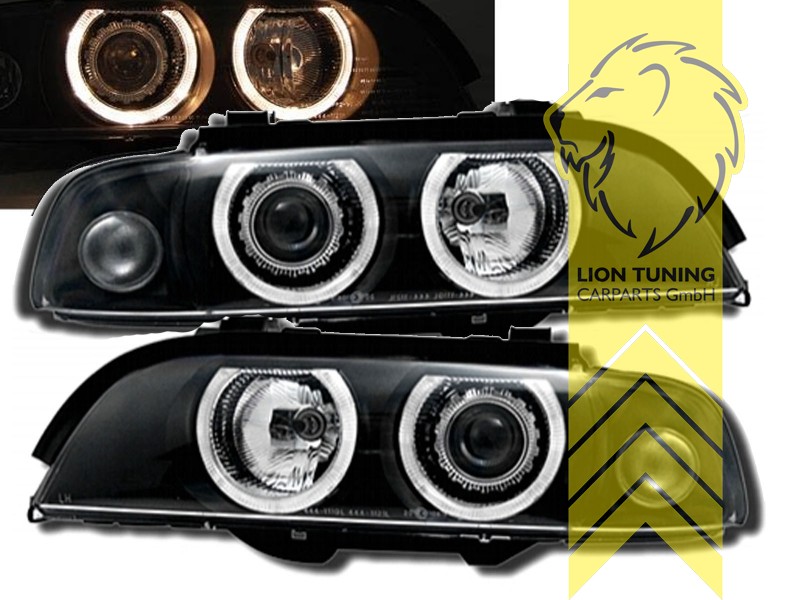 Liontuning - Tuningartikel für Ihr Auto  Lion Tuning Carparts GmbH DEPO  Angel Eyes Scheinwerfer BMW E39 Limousine Touring schwarz XENON