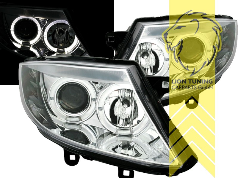 Halogen, chrom, weiß LED, nicht passend für 3.0 Si !!!, Abblendlicht H7 / Fernlicht H1, Blinkerbirnen BAU15S, elektrisch verstellbar - Stellmotor integriert, Eintragungsfrei / mit E-Prüfzeichen