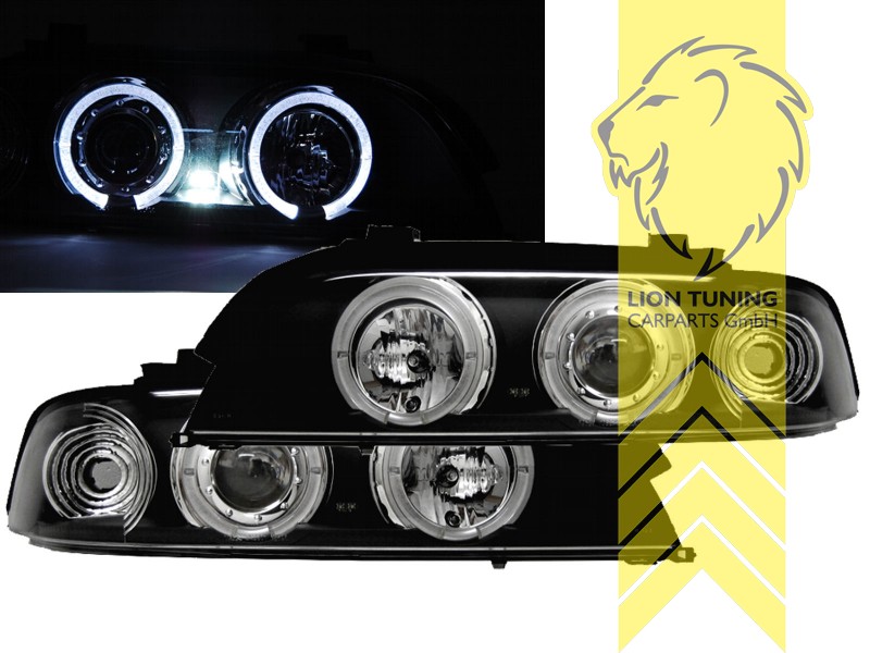 Halogen, schwarz, weiß CCFL, Abblendlicht H1 / Fernlicht H1, Blinkerbirnen BAU15S, elektrisch verstellbar - Stellmotor integriert, Nicht für Fahrzeuge mit PDC vorne geeignet, Eintragungsfrei / mit E-Prüfzeichen