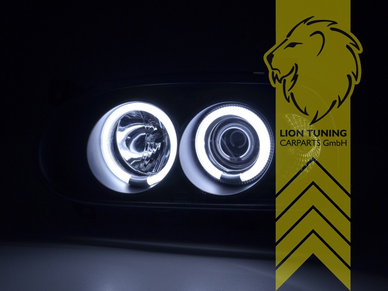Liontuning - Tuningartikel für Ihr Auto  Lion Tuning Carparts GmbH CCFL Angel  Eyes Scheinwerfer VW Golf 3 Limousine Variant Cabrio schwarz