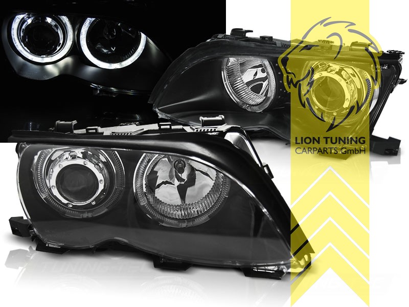 Liontuning - Tuningartikel für Ihr Auto  Lion Tuning Carparts GmbH DEPO  Angel Eyes Scheinwerfer BMW E46 Limousine Touring schwarz