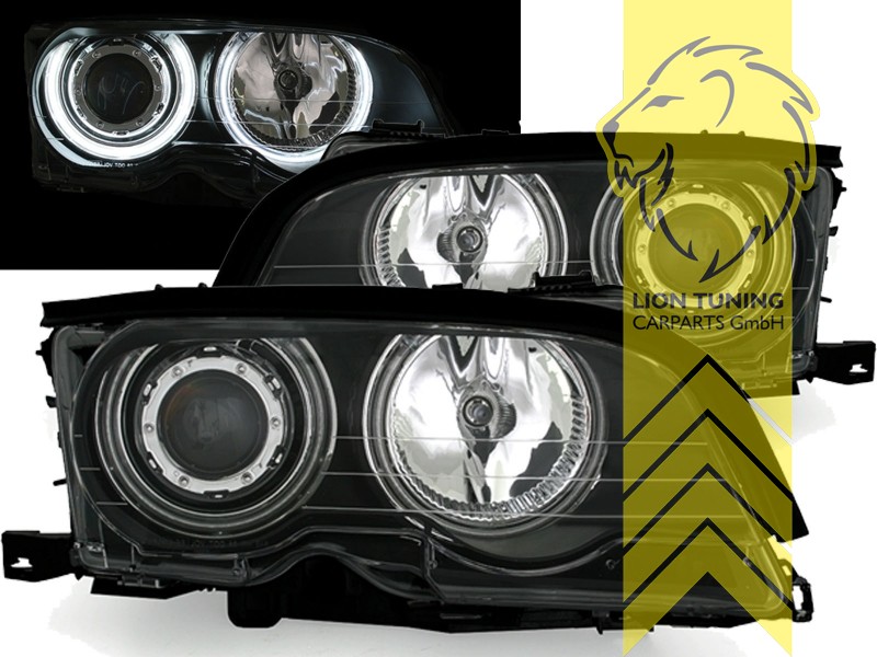 Led Angel Eyes Scheinwerfer schwarz für BMW E46 Coupé Cabrio 99