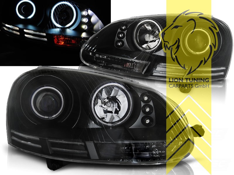 Liontuning - Tuningartikel für Ihr Auto  Lion Tuning Carparts GmbH CCFL Angel  Eyes Scheinwerfer VW Golf 5 Limousine Variant schwarz