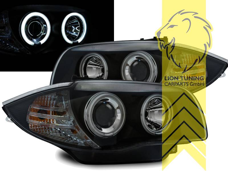 Liontuning - Tuningartikel für Ihr Auto  Lion Tuning Carparts GmbH DEPO  Angel Eyes Scheinwerfer BMW E90 Limousine E91 Touring schwarz