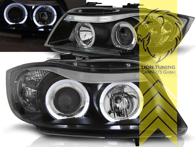 Liontuning - Tuningartikel für Ihr Auto  Lion Tuning Carparts GmbH Angel  Eyes Scheinwerfer BMW E90 Limousine E91 Touring schwarz