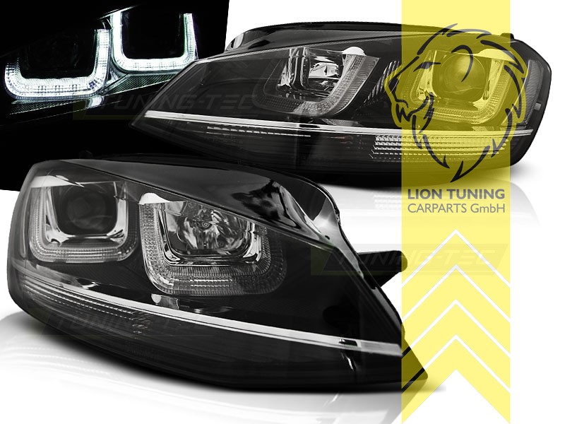 Liontuning - Tuningartikel für Ihr Auto  Lion Tuning Carparts GmbH  Scheinwerfer echtes TFL OSRAM XENARC LEDriving VW Golf 7 Limousine Variant  Tagfahrlicht rot LEDHL104-GTI