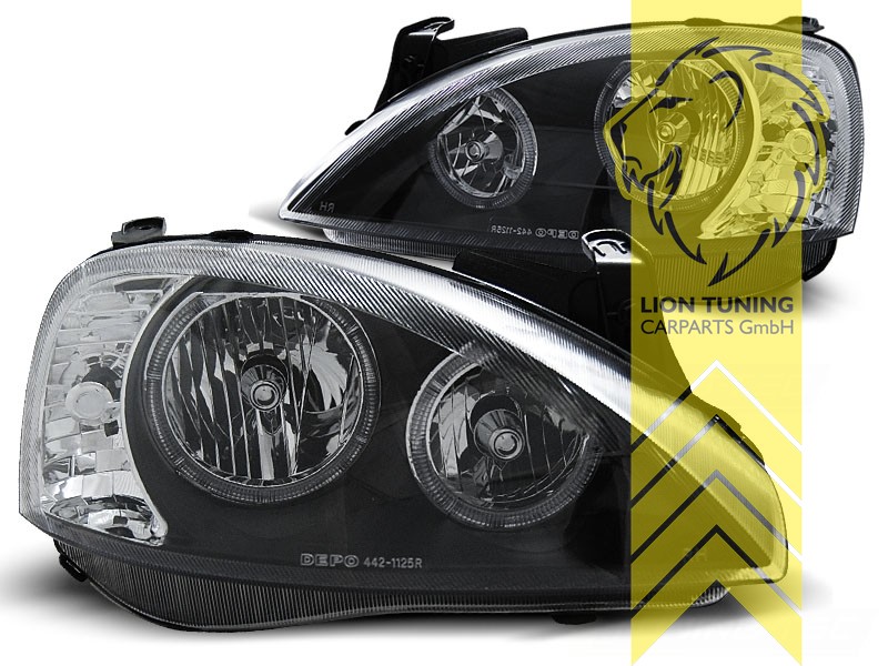 Tuningartikel für Ihr Auto  Lion Tuning Carparts GmbH DEPO Angel Eyes  Scheinwerfer Opel Corsa C Combo C schwarz - Liontuning
