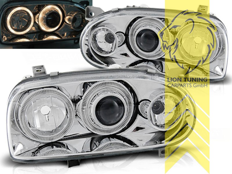 Halogen, chrom, gelb Halogen, Mit integrierten Blinkern, Abblendlicht H7 / Fernlicht H7, Blinkerbirnen BAU15S, elektrisch verstellbar - Stellmotor wird vom Original übernommen, Eintragungsfrei / mit E-Prüfzeichen