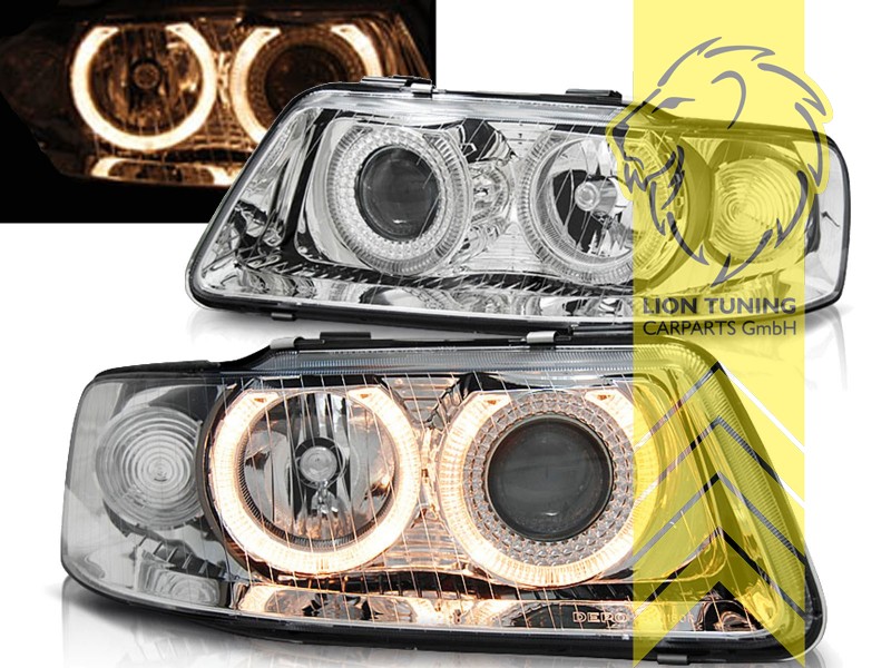 Halogen, chrom, gelb Halogen, Abblendlicht H7 / Fernlicht H7, elektrisch verstellbar - Stellmotor wird vom Original übernommen, Eintragungsfrei / mit E-Prüfzeichen