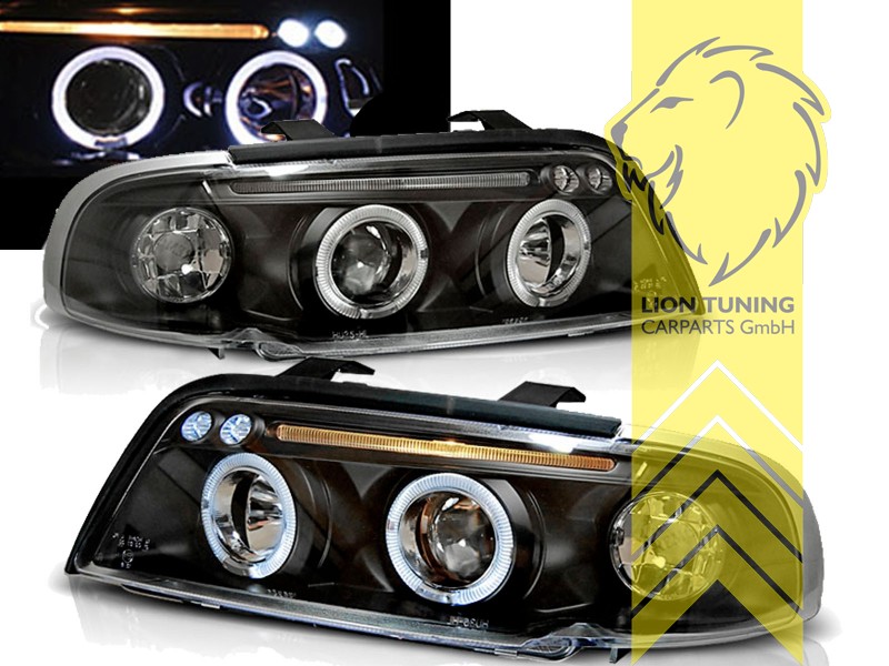 Liontuning - Tuningartikel für Ihr Auto  Lion Tuning Carparts GmbH Angel  Eyes Scheinwerfer Audi A4 B5 8D Limousine Avant schwarz