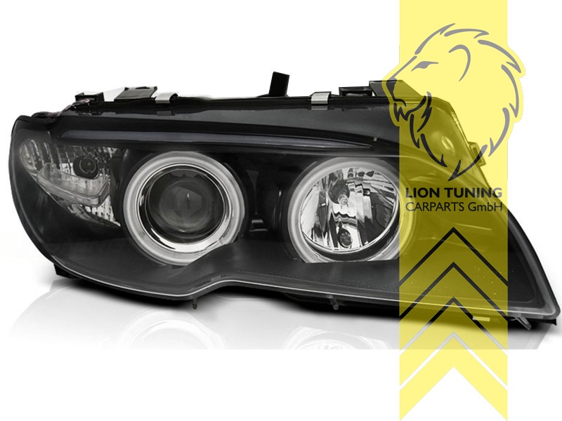 Liontuning - Tuningartikel für Ihr Auto  Lion Tuning Carparts GmbH CCFL  Angel Eyes Scheinwerfer BMW E46 Coupe Cabrio schwarz XENON