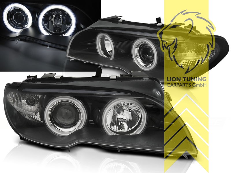Liontuning - Tuningartikel für Ihr Auto  Lion Tuning Carparts GmbH CCFL  Angel Eyes Scheinwerfer BMW E46 Coupe Cabrio schwarz XENON