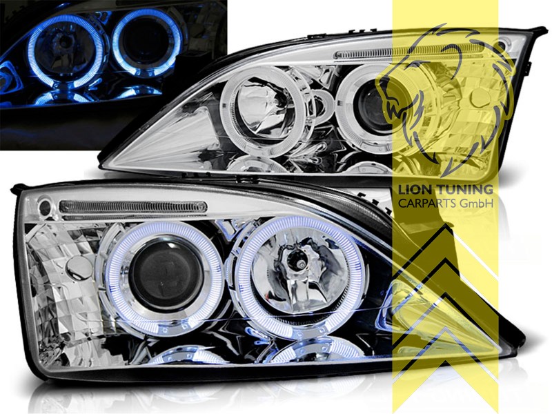 Halogen, chrom, weiß LED, Abblendlicht H1 / Fernlicht H1, elektrisch verstellbar - Stellmotor integriert, Eintragungsfrei / mit E-Prüfzeichen