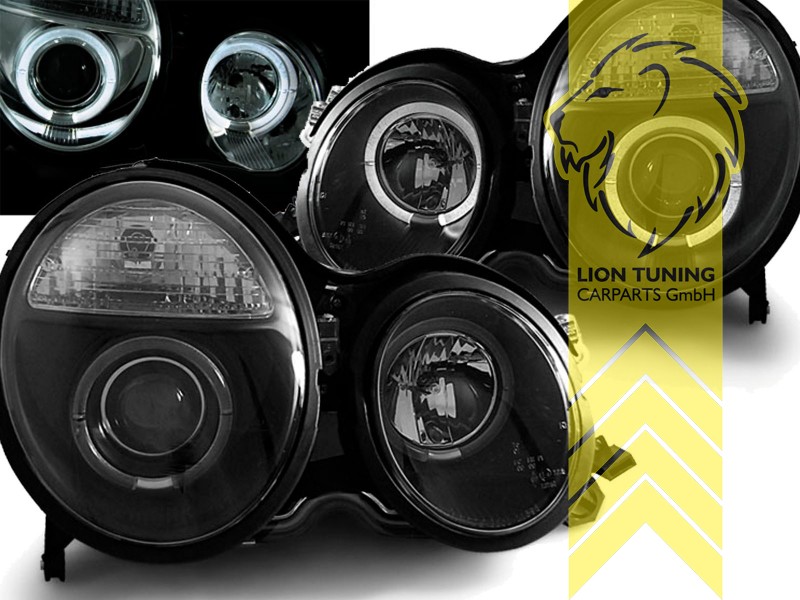 Halogen, schwarz, weiß LED, Abblendlicht H7 / Fernlicht H1, elektrisch verstellbar - Stellmotor wird vom Original übernommen, Eintragungsfrei / mit E-Prüfzeichen