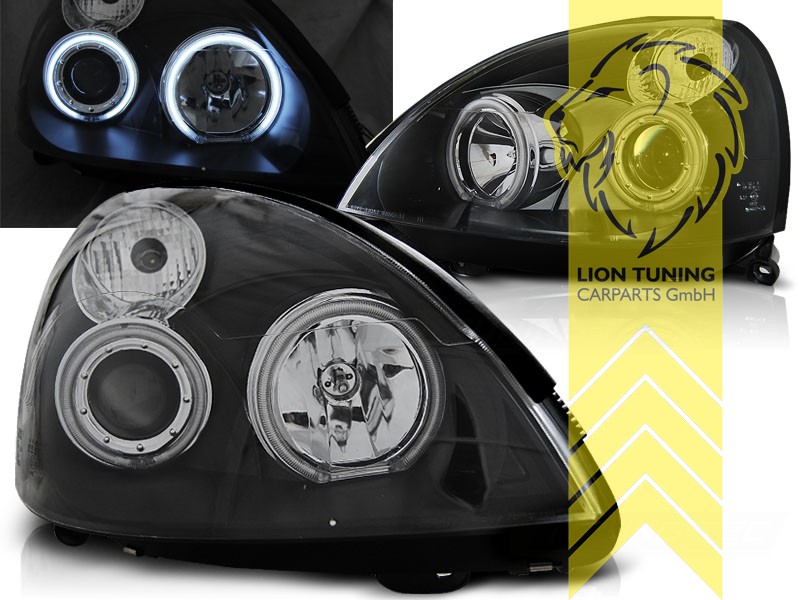 LED Angel Eyes Scheinwerfer für Renault Clio B Phase 2 schwarz
