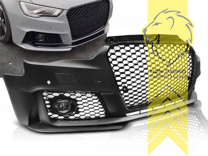 Liontuning - Tuningartikel für Ihr Auto  Lion Tuning Carparts GmbH  Frontstoßstange Frontschürze Audi A3 8V RS Optik mit Grill schwarz für PDC