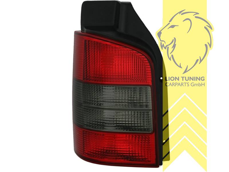 Liontuning - Tuningartikel für Ihr Auto  Lion Tuning Carparts GmbH  Rückleuchten VW T5 Bus Multivan Caravelle Transporter rot schwarz