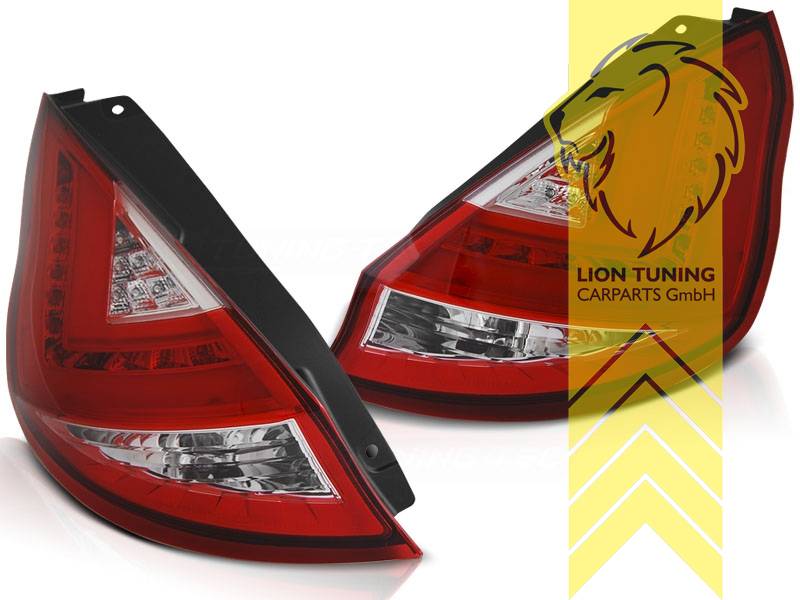 Liontuning - Tuningartikel für Ihr Auto  Lion Tuning Carparts GmbH LED  Rückleuchten Ford Fiesta MK7 JA8 Facelift rot weiss