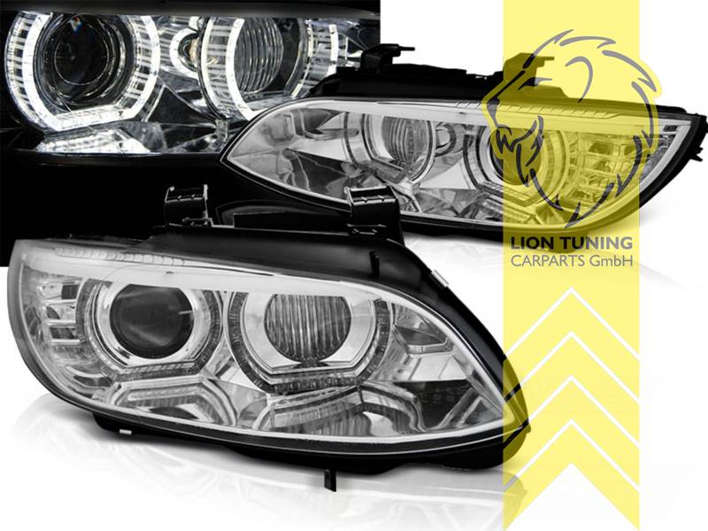 Nur für Fahrzeuge mit werksseitigem AFS. Den Scheinwerfern liegt ein spezifisches AFS Kill Kit bei, sodass keine Fehlermeldung auftritt. Die Funktion entfällt!, Xenon, HID, chrom, weiß LED, für Fahrzeuge mit Kurvenlicht, Abblendlicht und Fernlicht in einer Linse D1S, elektrisch verstellbar - Stellmotor wird vom Original übernommen, Eintragungsfrei / mit E-Prüfzeichen