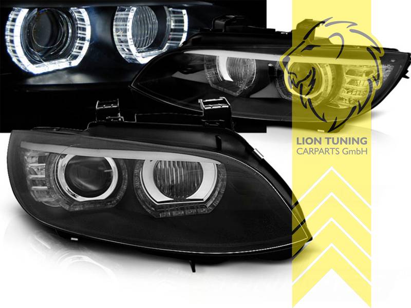 Liontuning - Tuningartikel für Ihr Auto  Lion Tuning Carparts GmbH LED  Angel Eyes Scheinwerfer für BMW E92 Coupe E93 Cabrio schwarz XENON für AFS