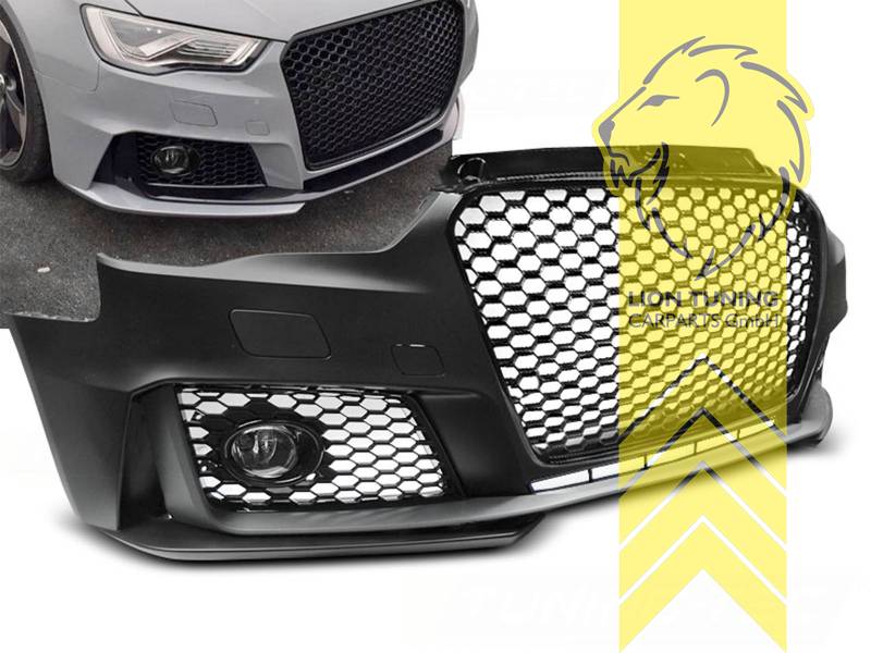 Liontuning - Tuningartikel für Ihr Auto  Lion Tuning Carparts GmbH  Frontstoßstange Frontschürze für Audi A3 8V mit Grill schwarz hochglanz