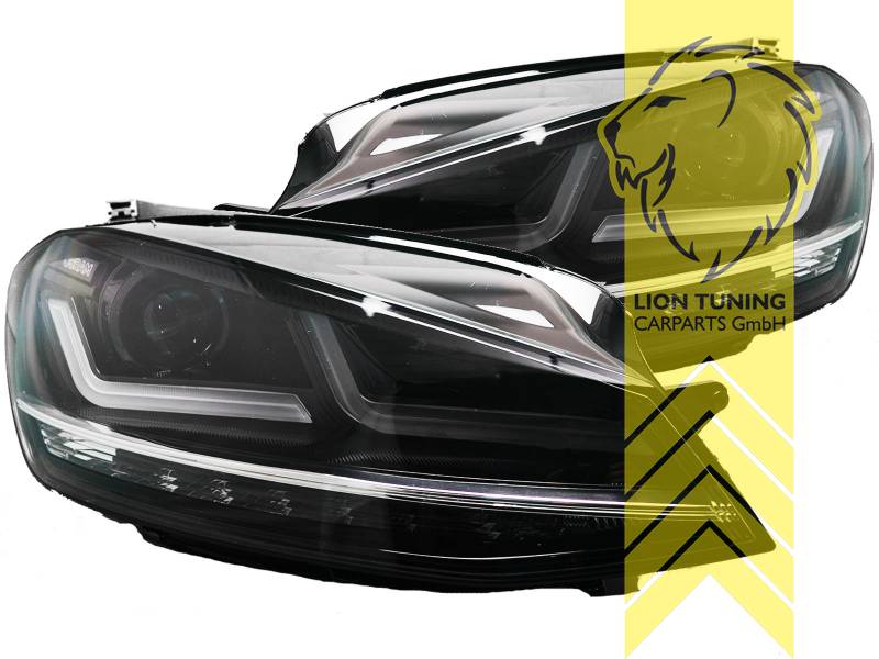 Liontuning - Tuningartikel für Ihr Auto  Lion Tuning Carparts GmbH  Scheinwerfer echtes TFL OSRAM XENARC LEDriving VW Golf 7 Limousine Variant  Tagfahrlicht chrom LEDHL104-CM