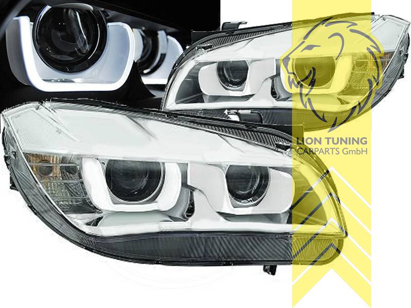 Halogen, chrom, weiß LED, Abblendlicht H7 / Fernlicht H7, elektrisch verstellbar - Stellmotor integriert, Eintragungsfrei / mit E-Prüfzeichen, Eintragungsfrei / mit R87 Zulassung als Tagfahrlicht